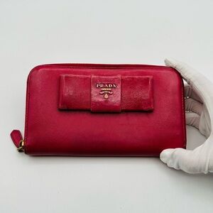Prada Saffiano Zip Around Wallet